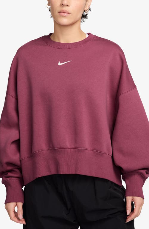 Nike Phoenix Fleece Crewneck Sweatshirt In Burgundy