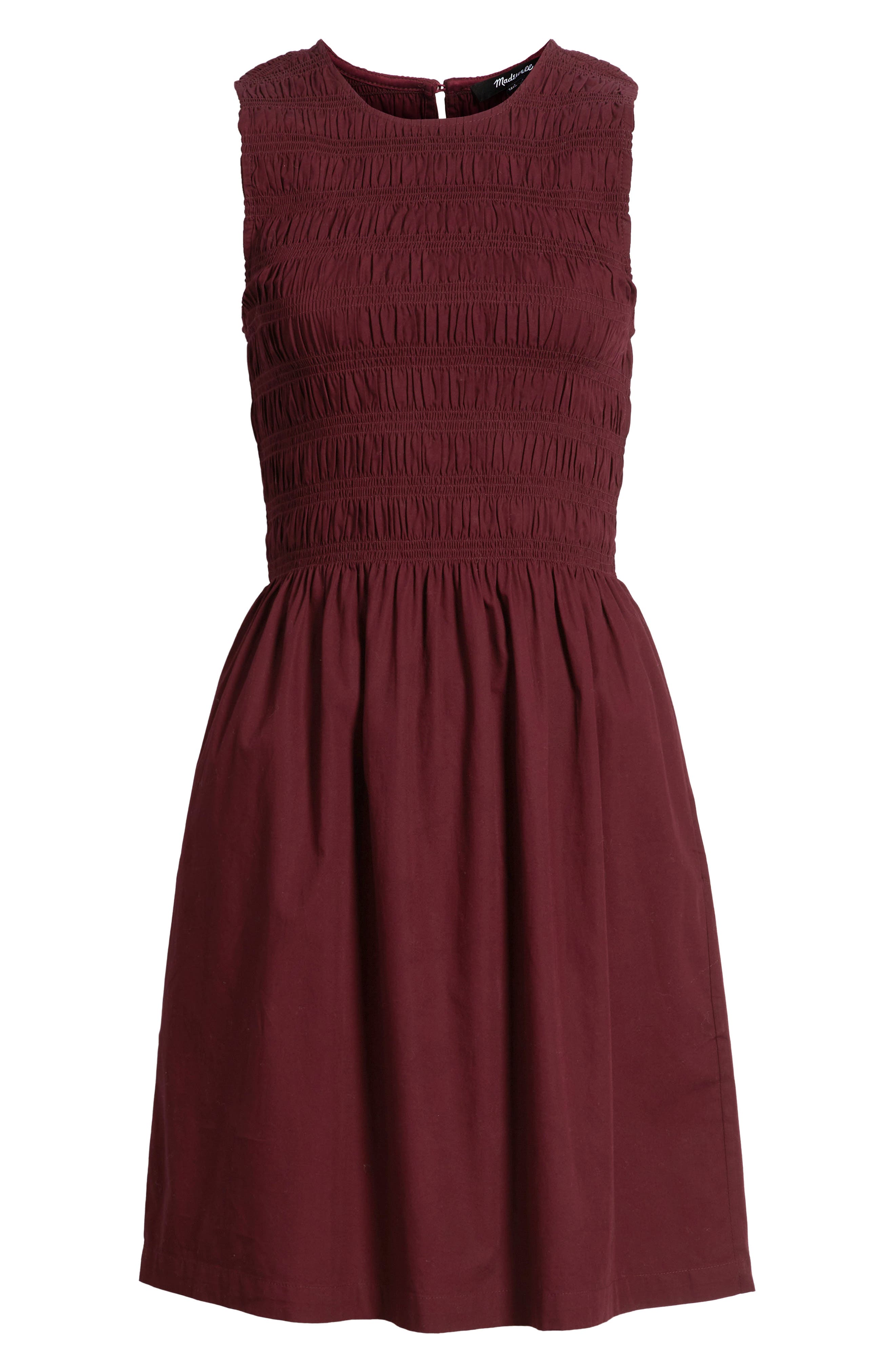madewell burgundy dress Women's The Melody Smocked Minidress - Red Mini dresses Warning