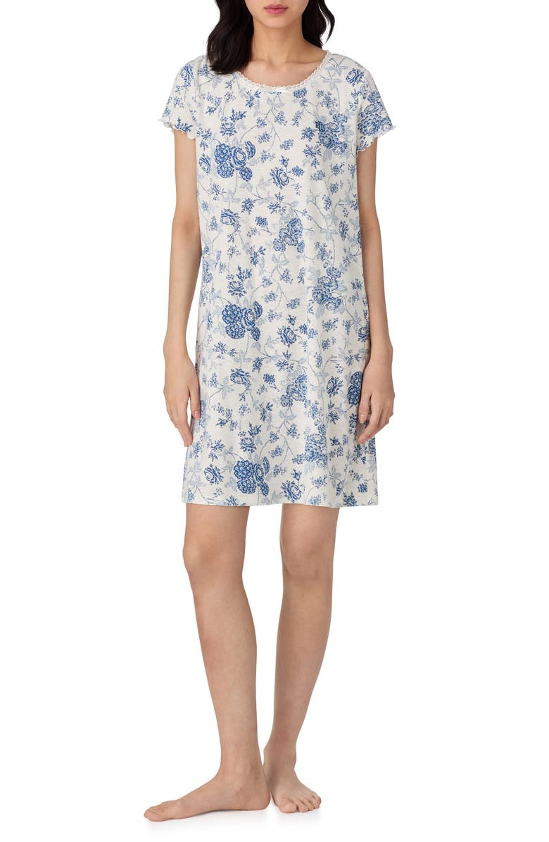 Lauren Ralph Lauren Monogram Short Sleeve Nightgown, Main, color, 