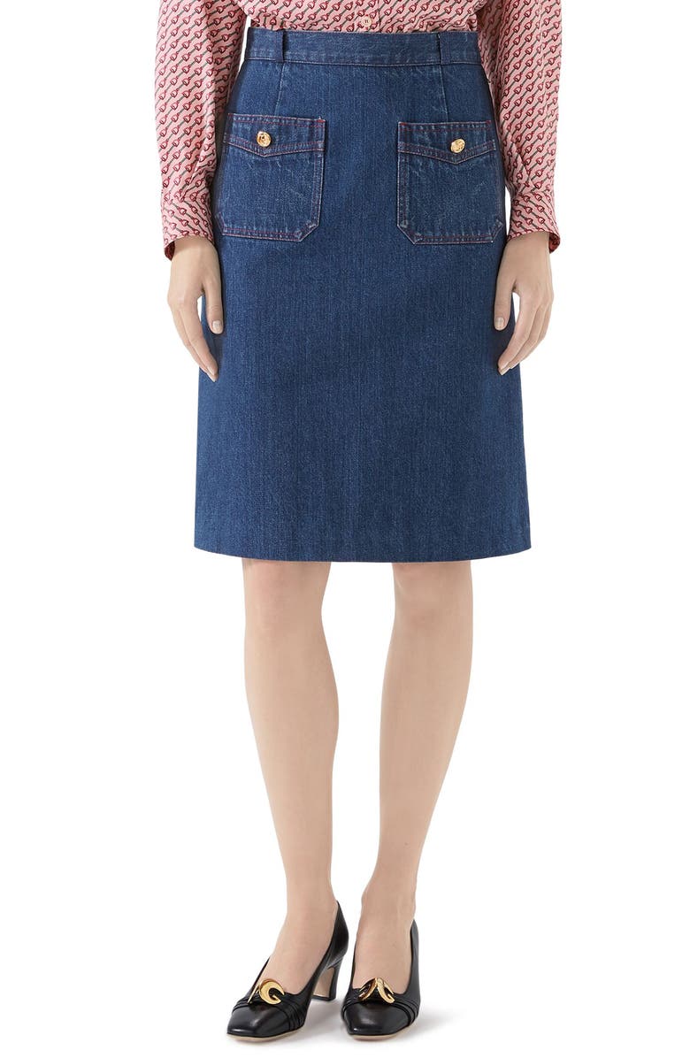 Gucci Denim Skirt, Main, color, 