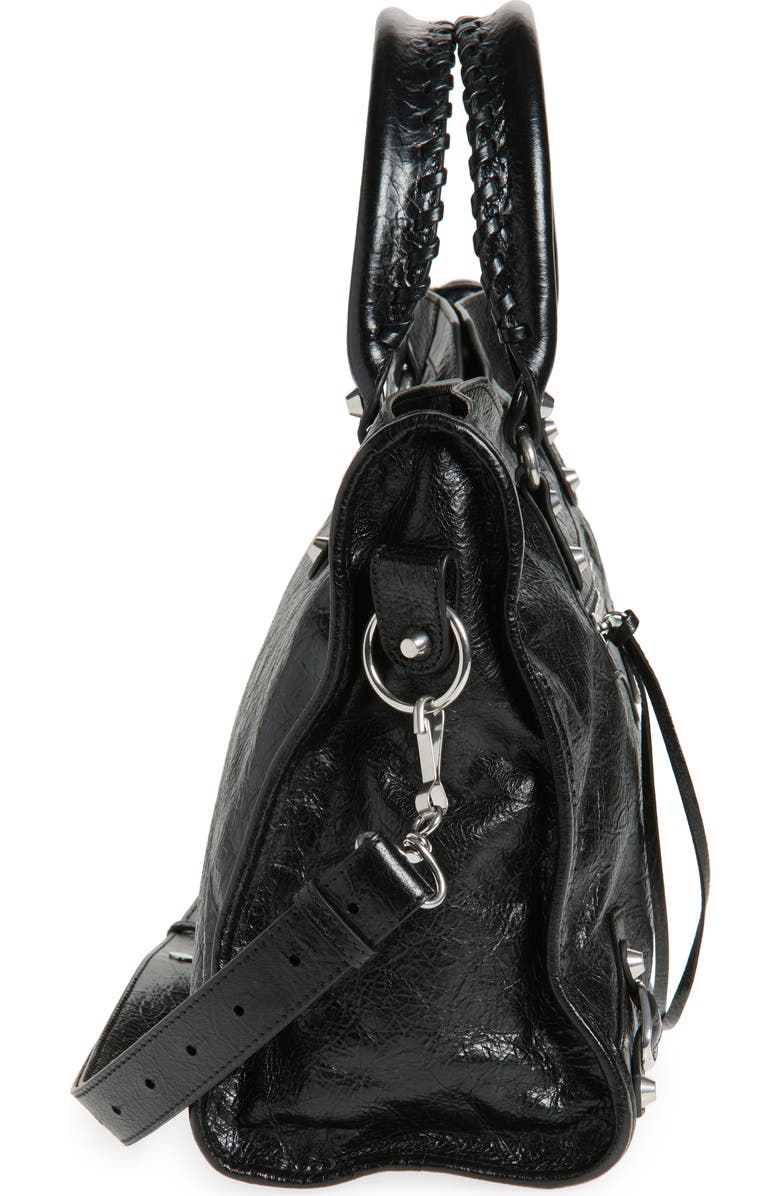 Balenciaga Medium Le City Arena Leather Satchel, Alternate, color, 1000 Black