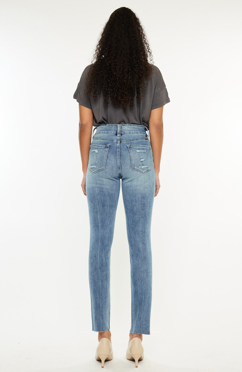 Kancan Carson High Rise Cigarette Leg Jeans In Blue