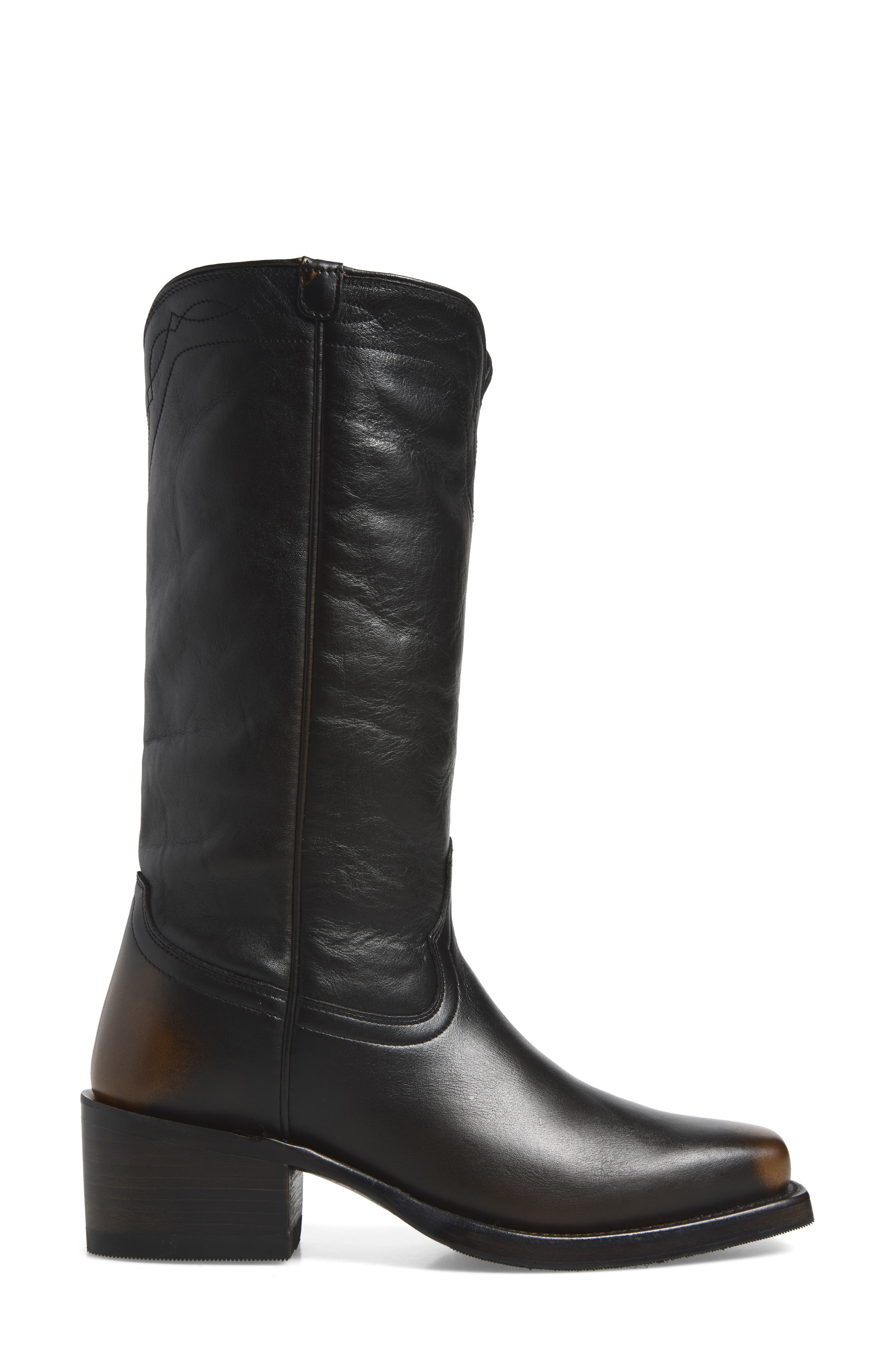 Charlie Leather Western Boot, Alternate, color, MIDNIGHT