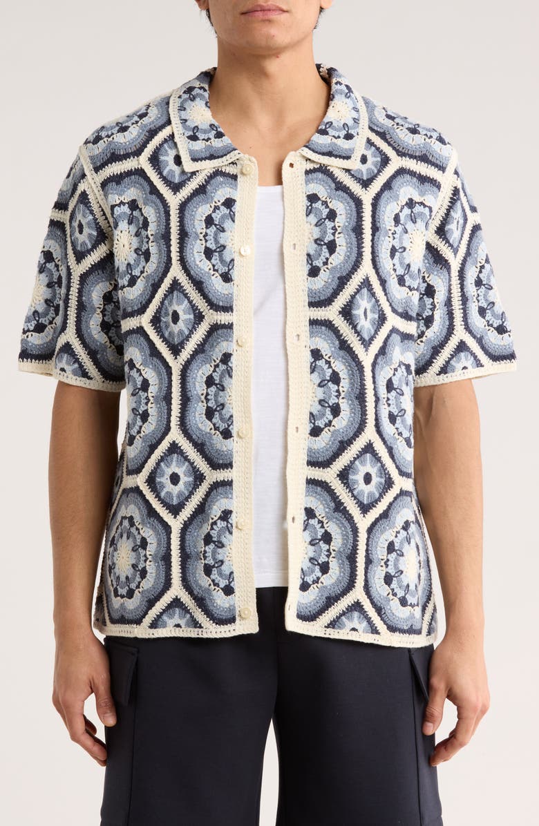 TRUTH Crochet Button-Up Shirt, Main, color, Blue Combo