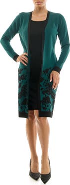 Nina Leonard Long Sleeve Twofer Dress