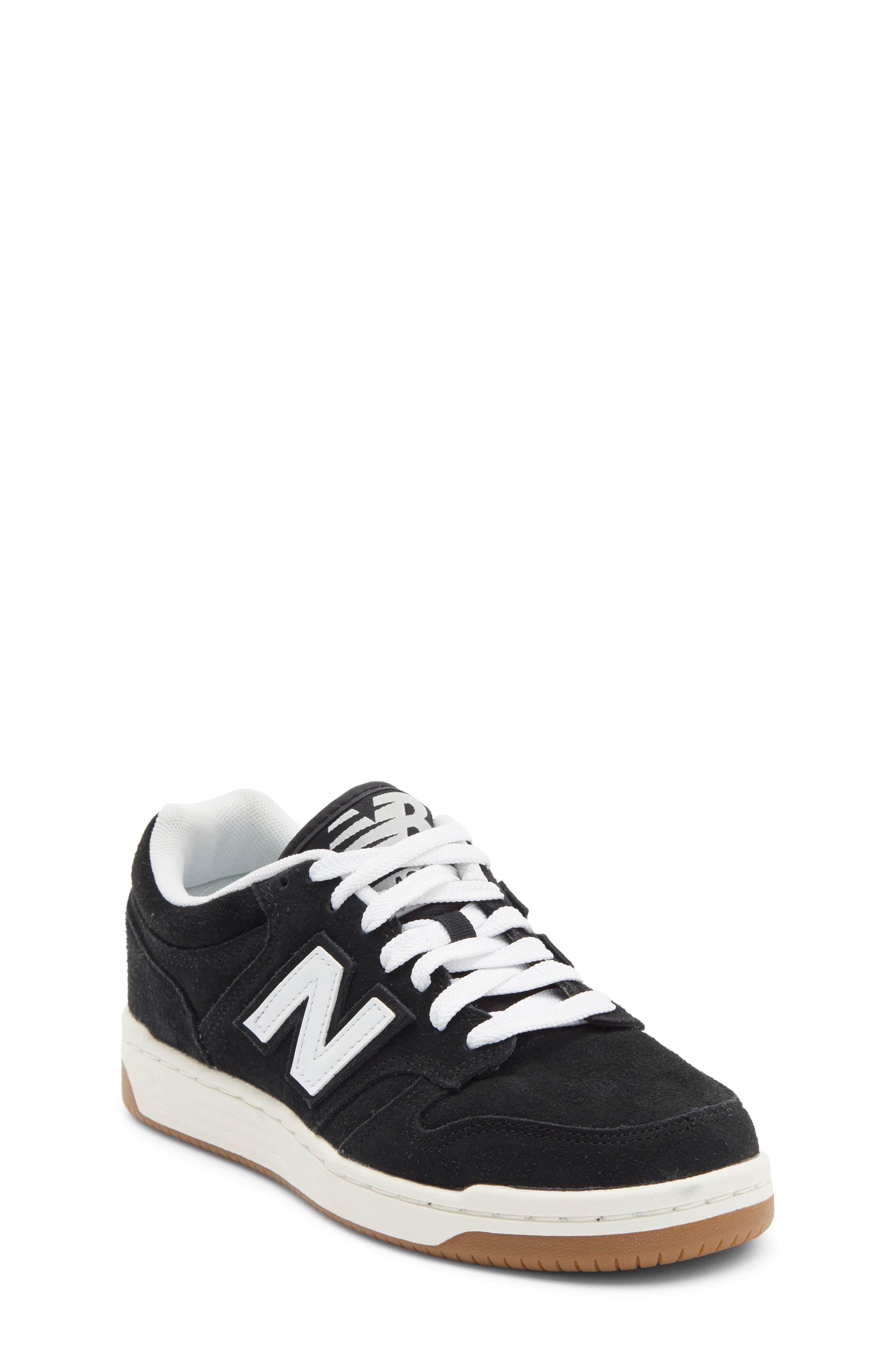 Kids' 480 Leather Sneaker, Main, color, BLACK/ WHITE
