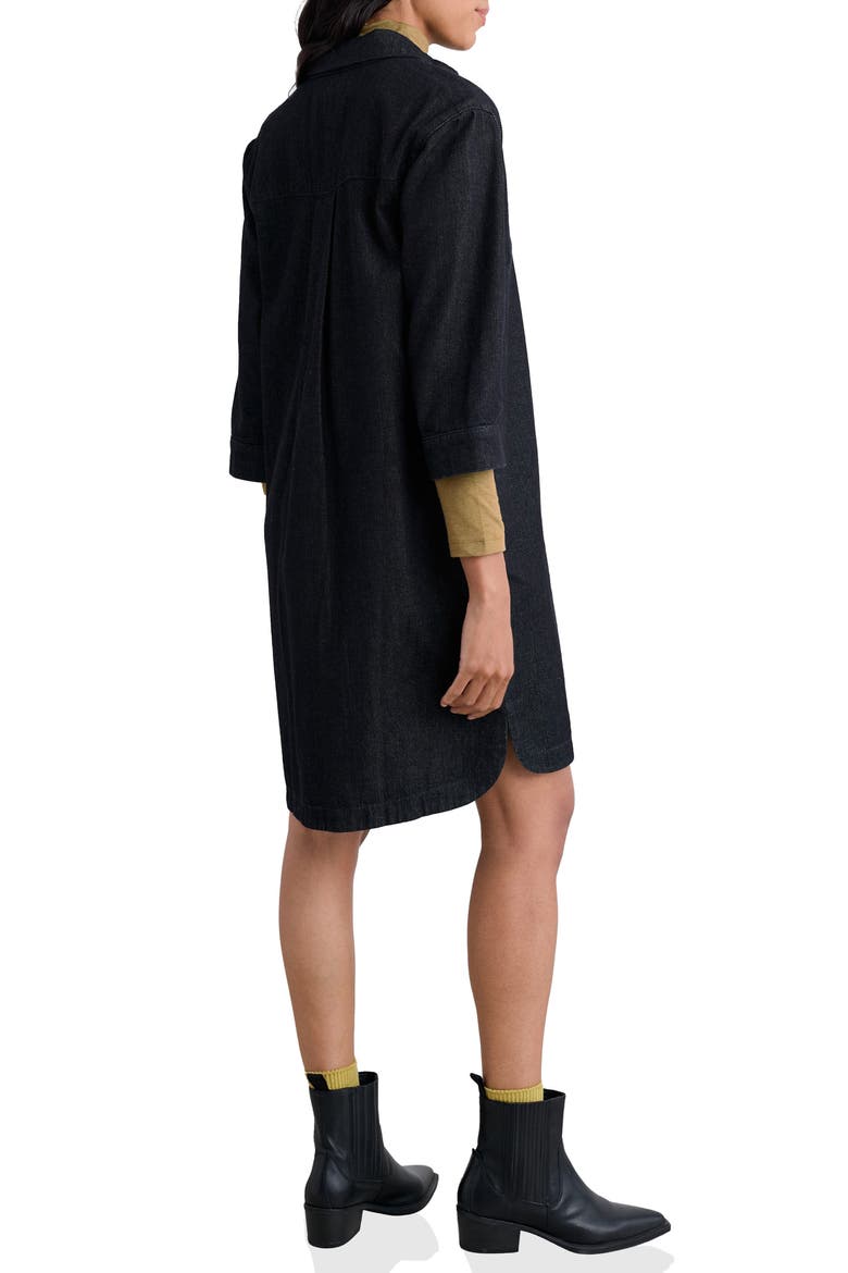 Guidebook Organic Cotton & Linen Denim Shirtdress, Alternate, color, DARK WASH