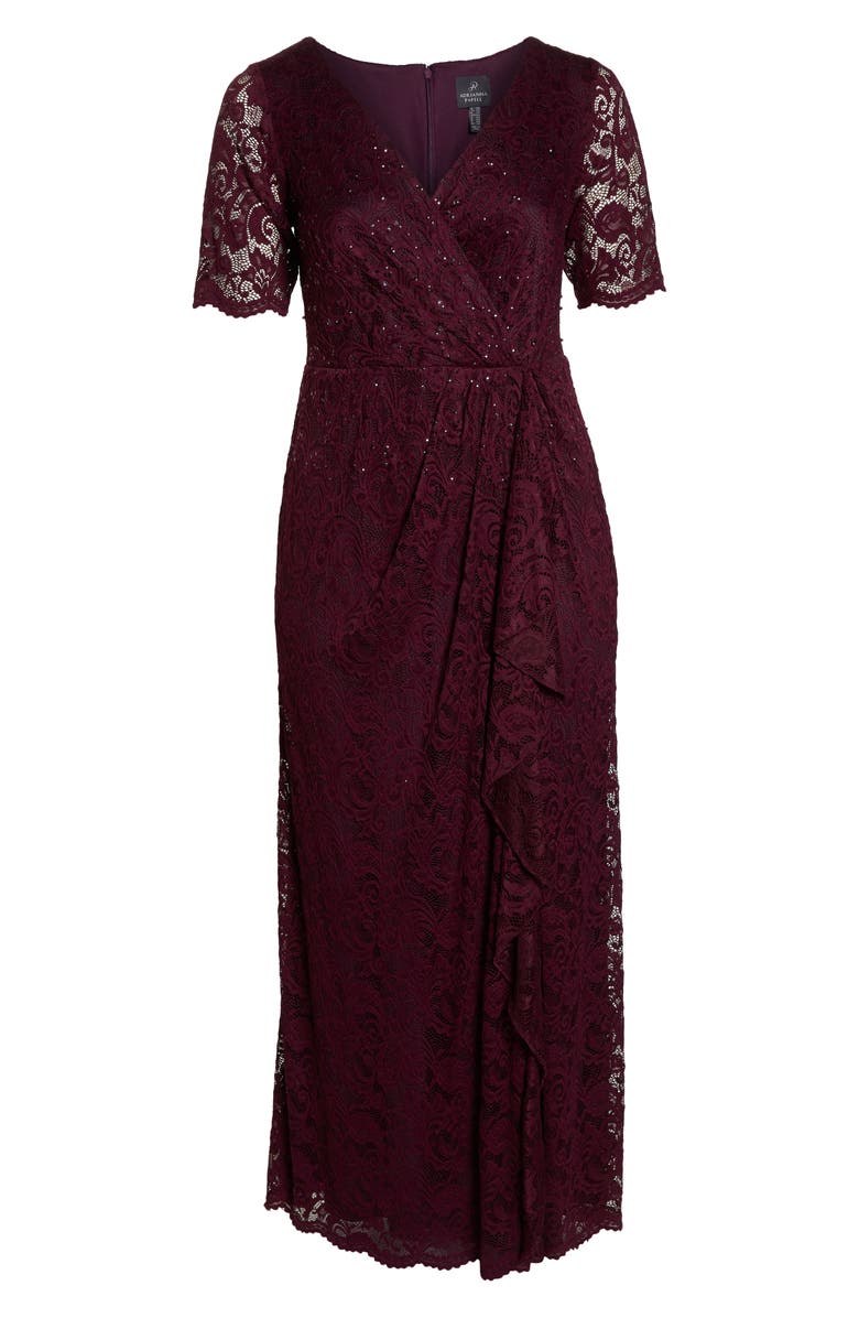 Adrianna Papell Cascade Ruffle Sequin Lace Gown, Alternate, color, 