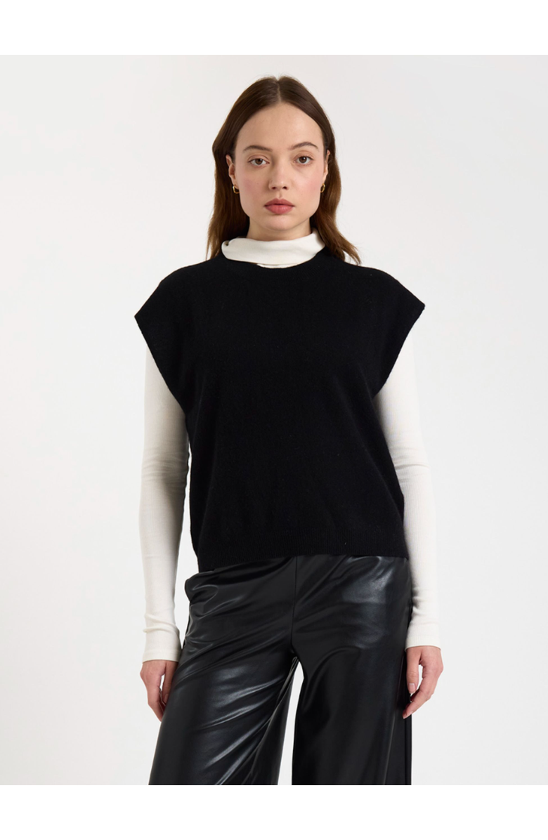 Brodie Pure Cashmere Tabby Knitted 100% Cashmere Vest, Main, color, Black