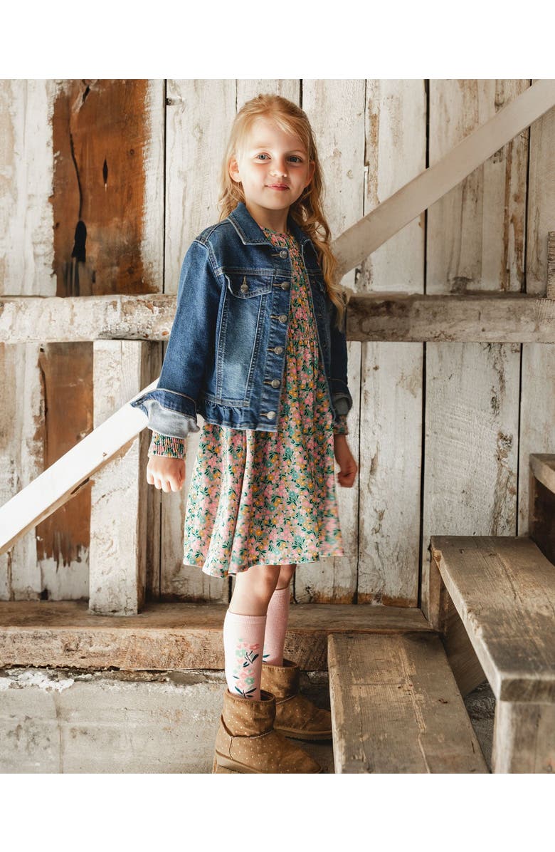 Deux par Deux Smocked Viscose Dress with Floral, Alternate, color,