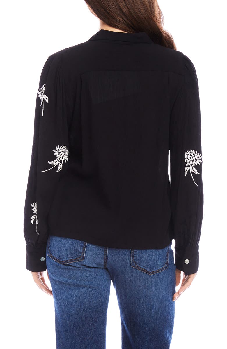 Karen Kane Floral Emboridered Button-Up Top, Alternate, color, 