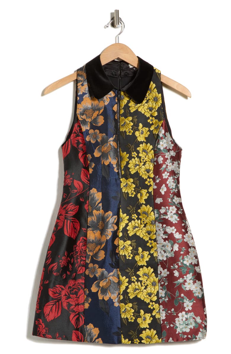 Alice + Olivia Velia Sleeveless Collar Dress, Main, color, Black/ Multi