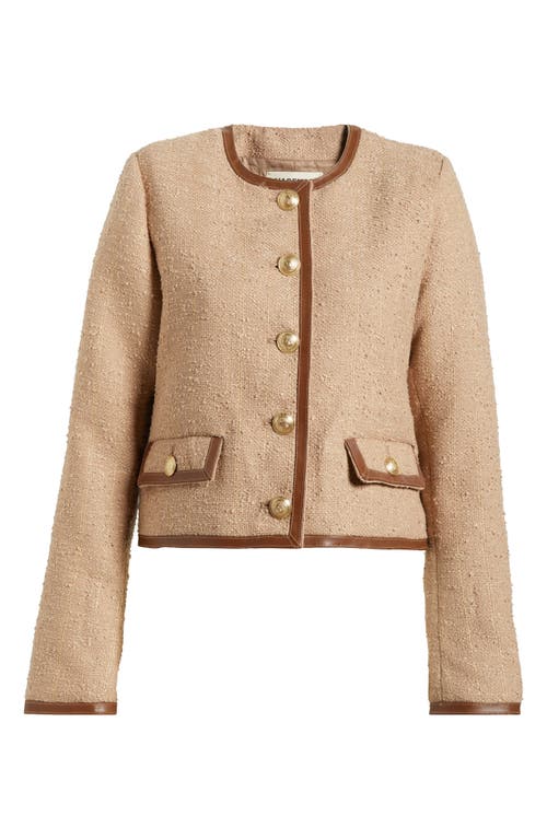 L'agence Zaya Tweed Jacket In Cappuccino/gold Stripe
