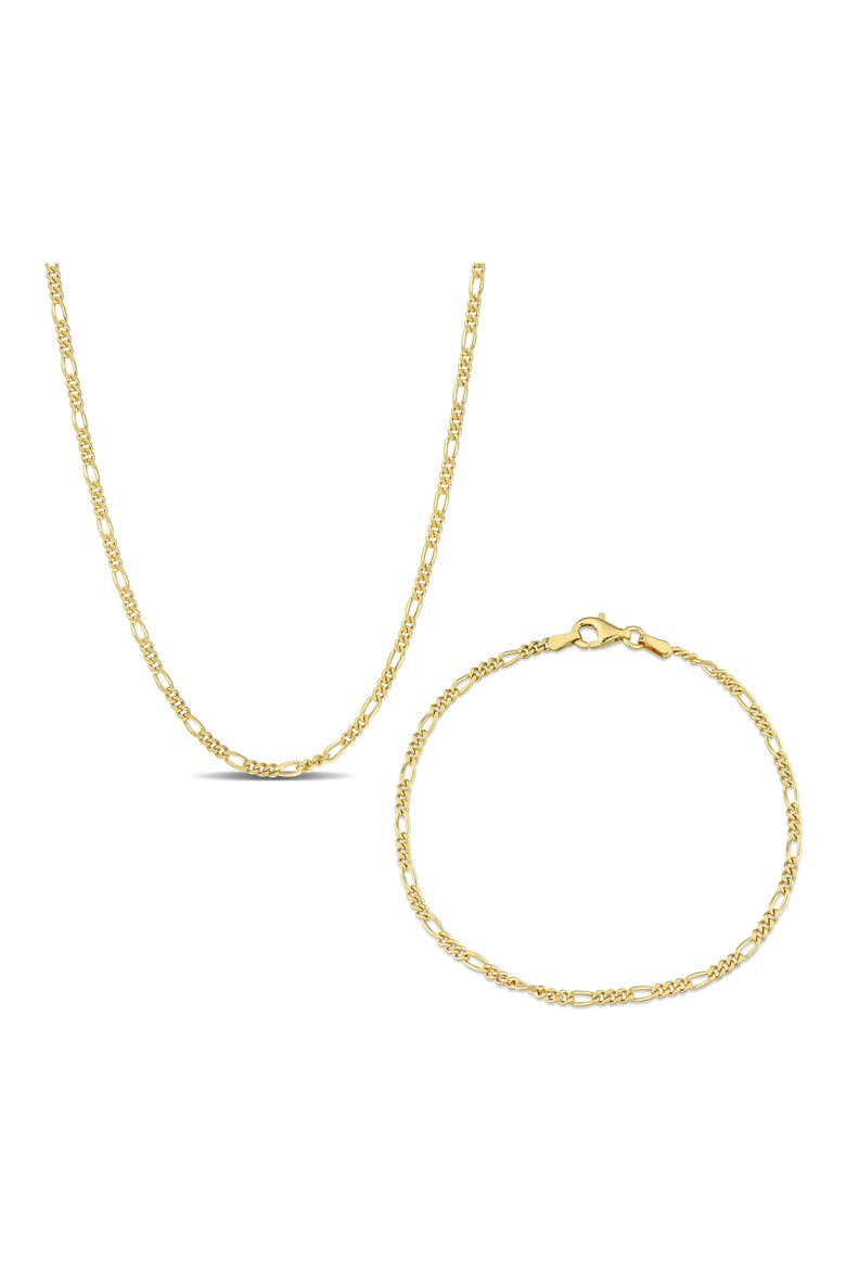 2.2mm Figaro Chain Necklace & Bracelet Set, Main, color, YELLOW GOLD