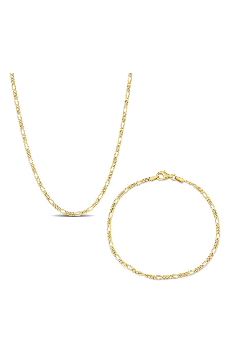 DELMAR 2.2mm Figaro Chain Necklace & Bracelet Set, Main, color,