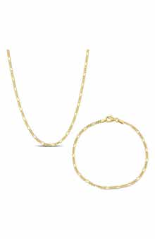 2.2mm Figaro Chain Necklace & Bracelet Set