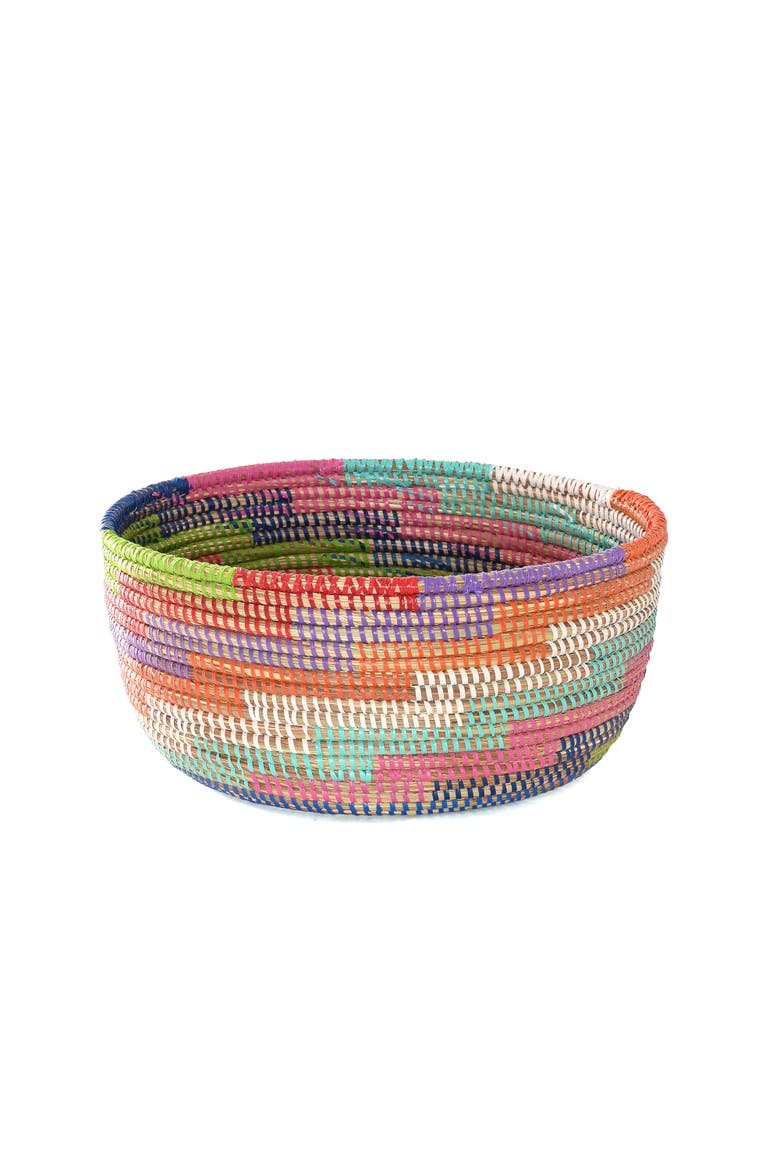 Set of Two Colorful Stairwell Nesting Baskets, Alternate, color, Multicolor