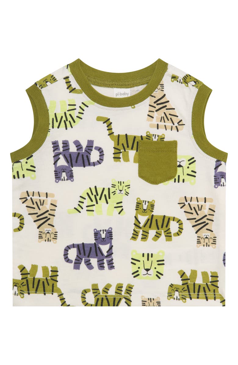 PL Baby by Petit Lem Animal Print Tank, Shorts & Socks Set, Alternate, color,