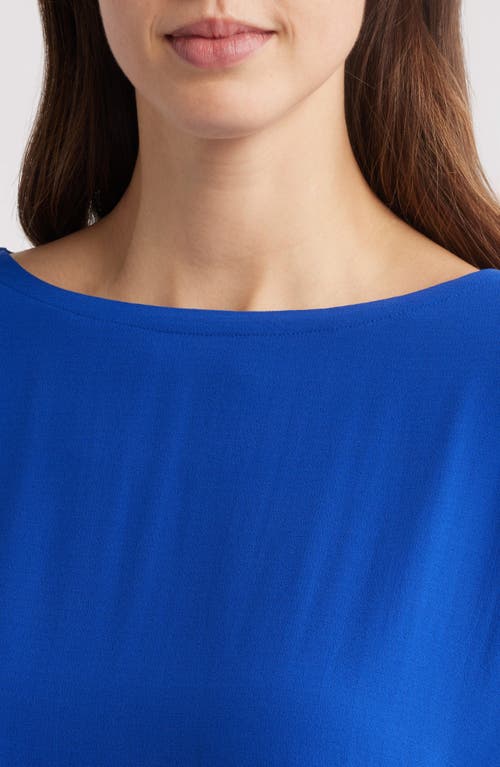 Eileen Fisher Bateau Neck Silk Top In Lapis
