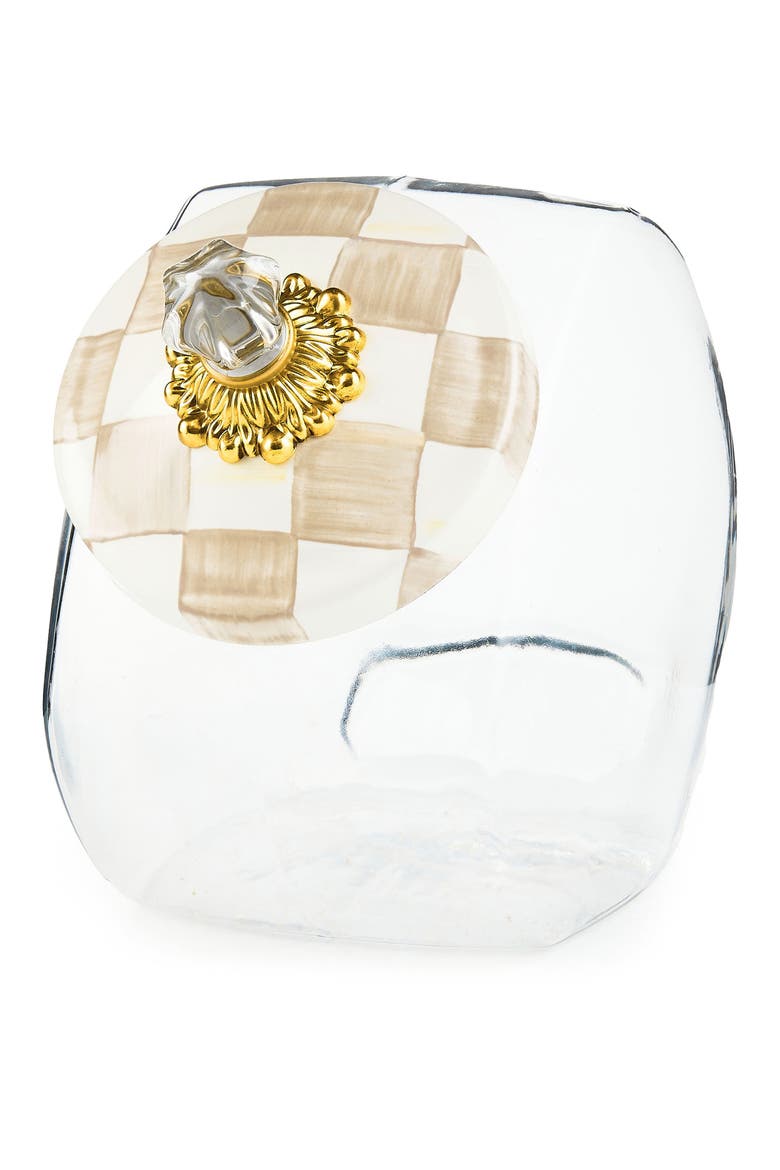 Cookie Jar with Mocha Check Lid, Main, color, MOCHA