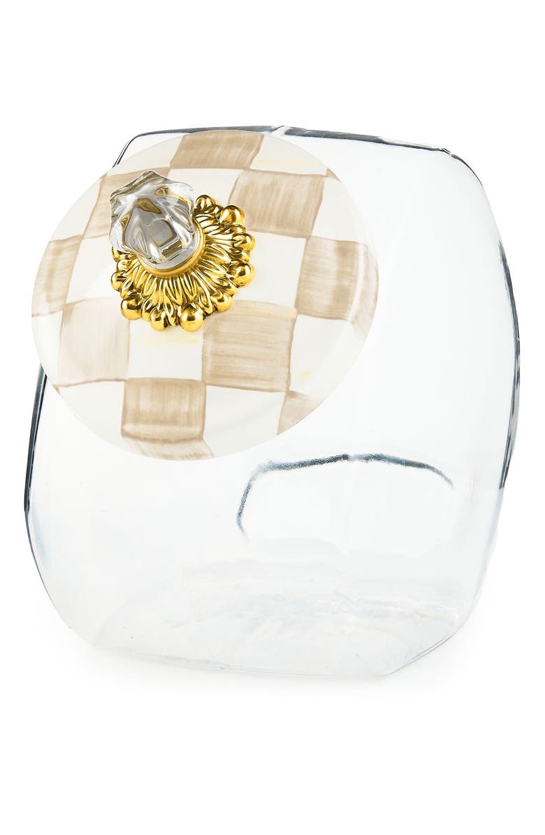 MACKENZIE CHILDS Cookie Jar with Mocha Check Lid, Main, color, Mocha