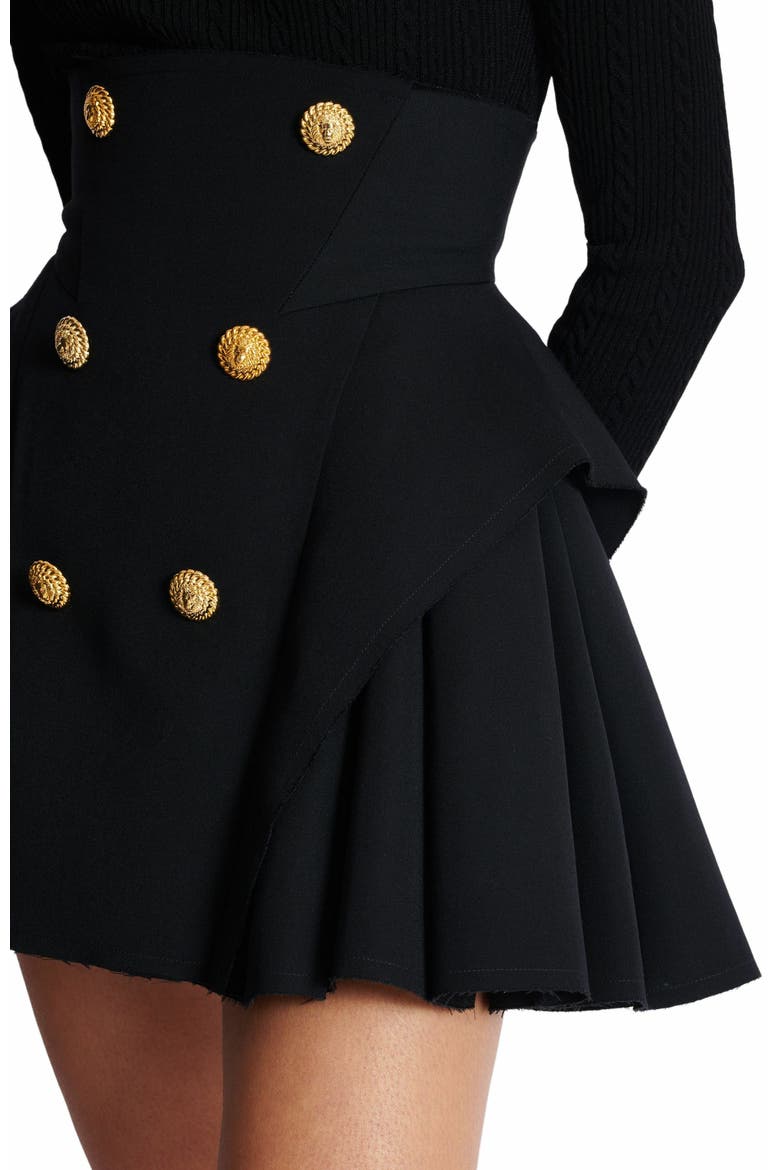 High-Waisted Grain De Poudre Skirt, Alternate, color, Black