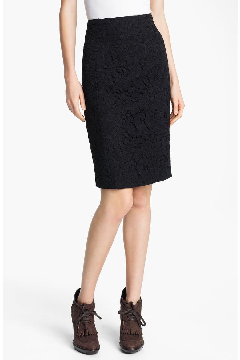 Lace Pencil Skirt, Main, color, BLACK