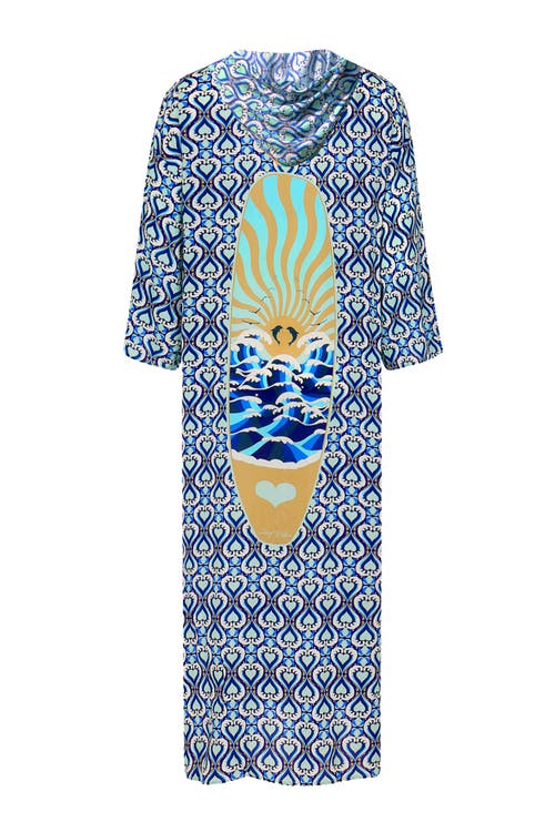 Henelle Hooded Kaftan In Surf Rider