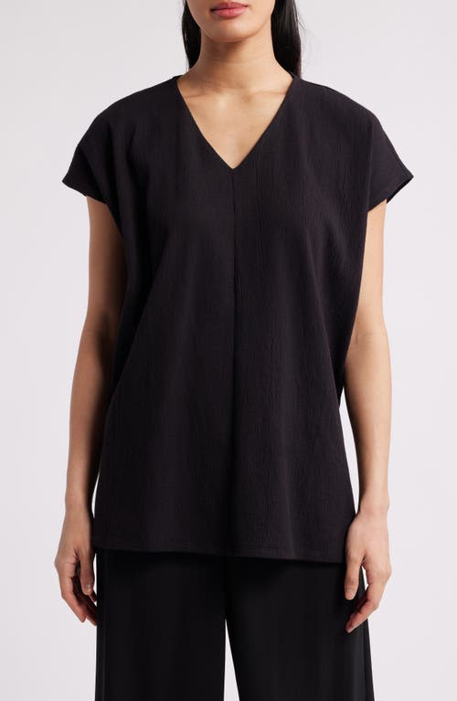 Eileen Fisher Crinkled Organic Cotton Jersey Tunic In Black