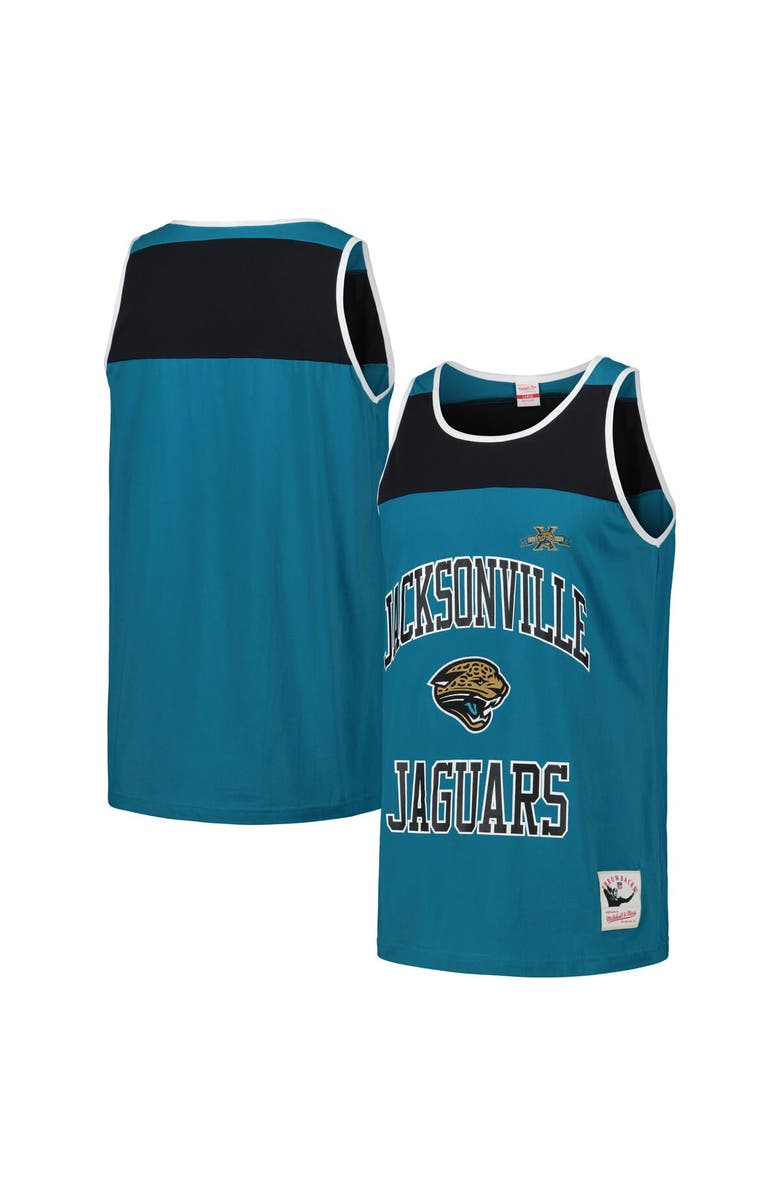 Mitchell & Ness Men's Mitchell & Ness Teal/Black Jacksonville Jaguars Gridiron Classics Heritage Colorblock Tank Top, Main, color, Teal