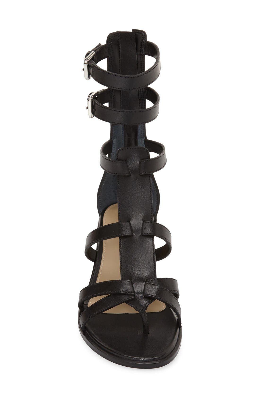 'Fawn' Gladiator Block Heel Sandal, Alternate, color, BLACK LEATHER