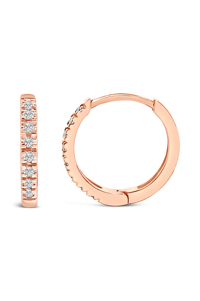 14K Gold 1/5 CTW Diamond Huggie Hoop Earrings, Alternate, color, Rose