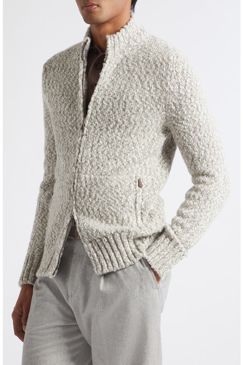 Stretch Wool Blend Full Zip Sweater, Alternate, color, 05 BROWN