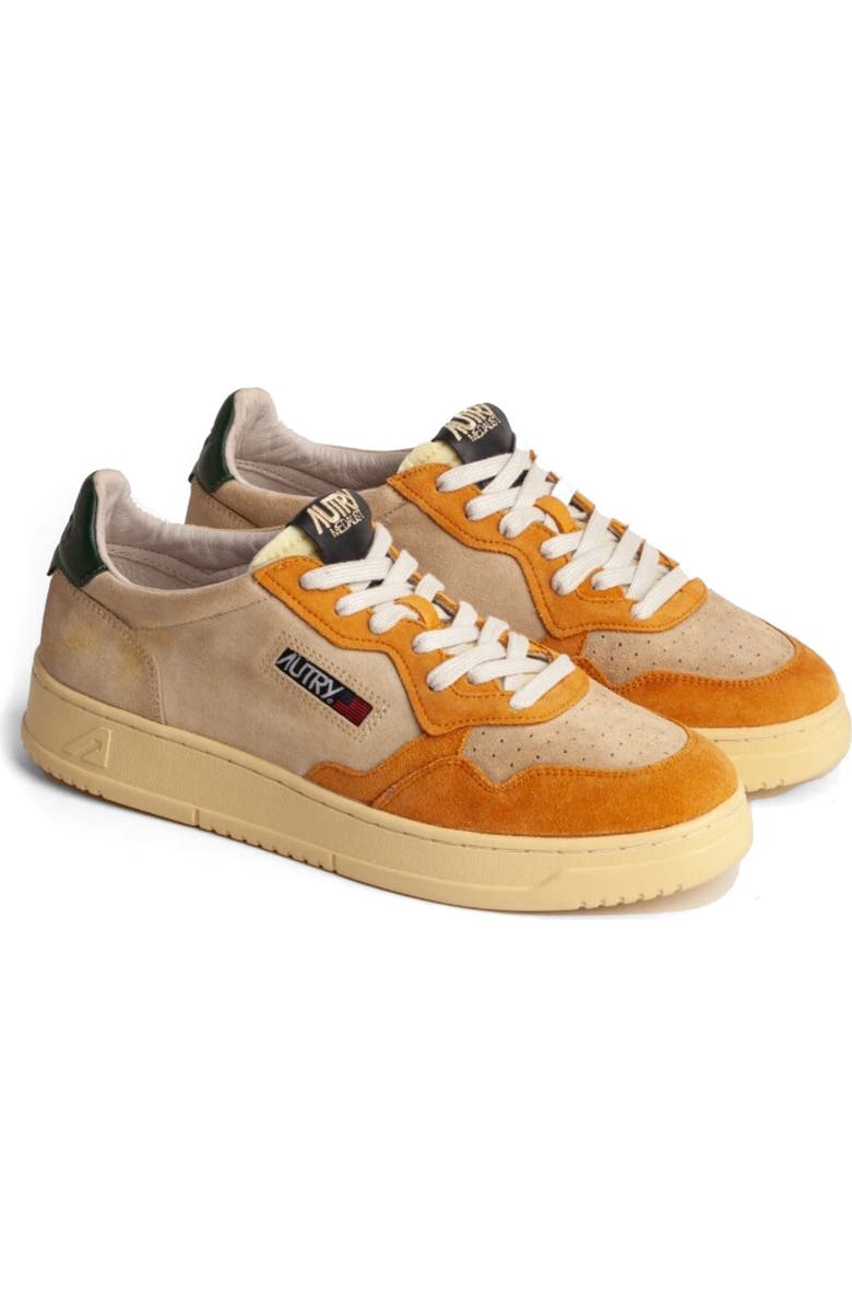 AUTRY Medalist Low Sneaker, Main, color, Ecru/ Orange Suede