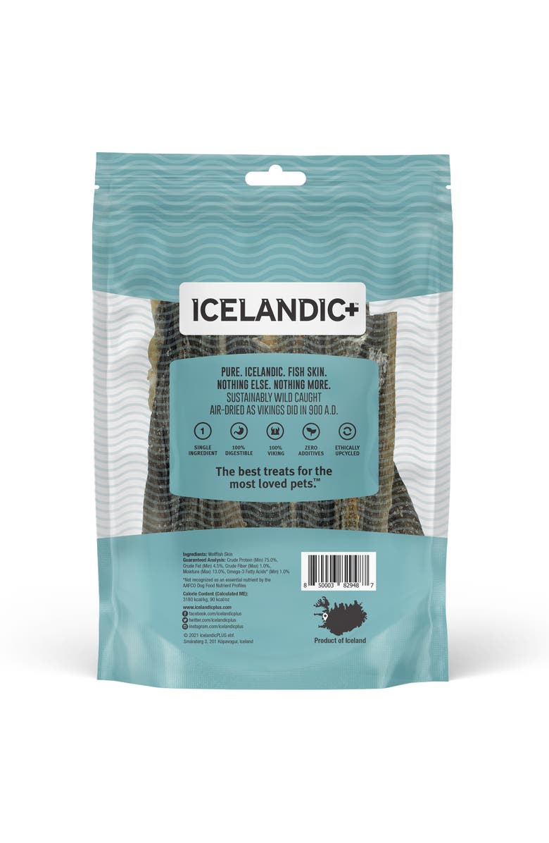 ICELANDIC+ Wolffish Skin Stick Chews Dog Treat 3.0oz Bag, Alternate, color, Multicolored