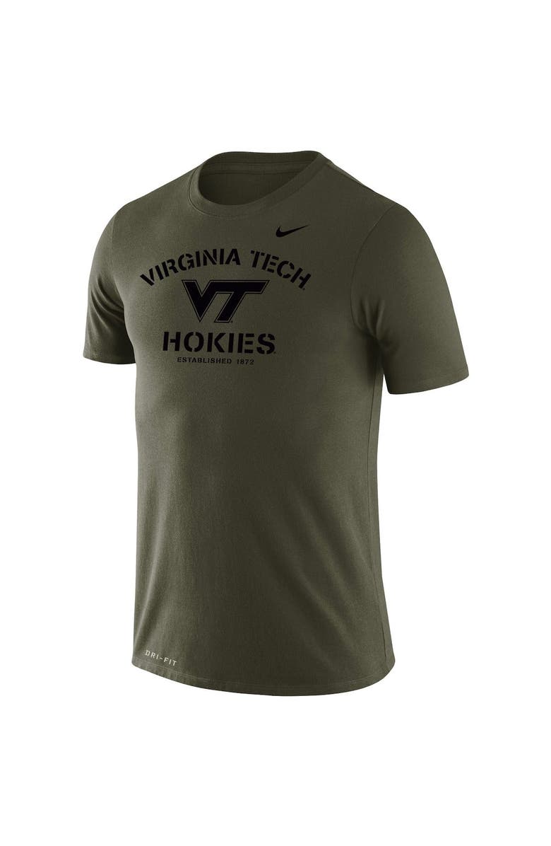 Nike Men's Nike Olive Virginia Tech Hokies Stencil Arch Performance T-Shirt, Alternate, color, 