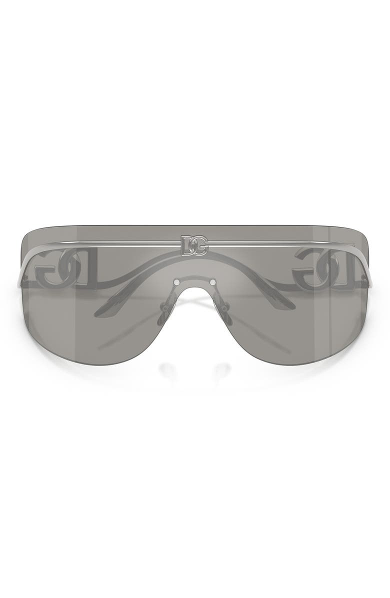 Dolce&Gabbana 140mm Pillow Shield Sunglasses, Alternate, color, Silver/ Grey Mirror Silver