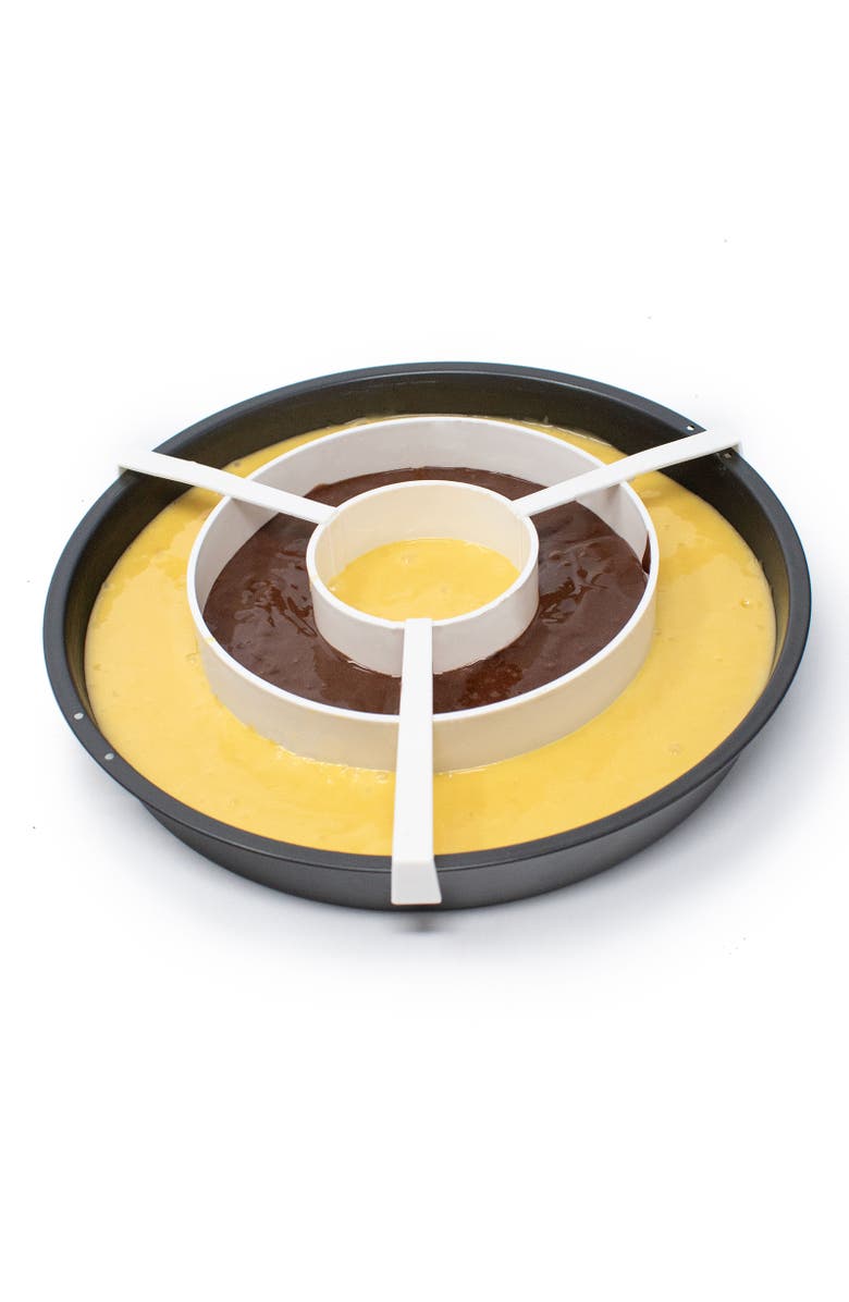 Norpro Checkerboard Cake Pan Set, 4-Piece Baking Kit with 3 Nonstick Pans and Batter Divider, Alternate, color, Black