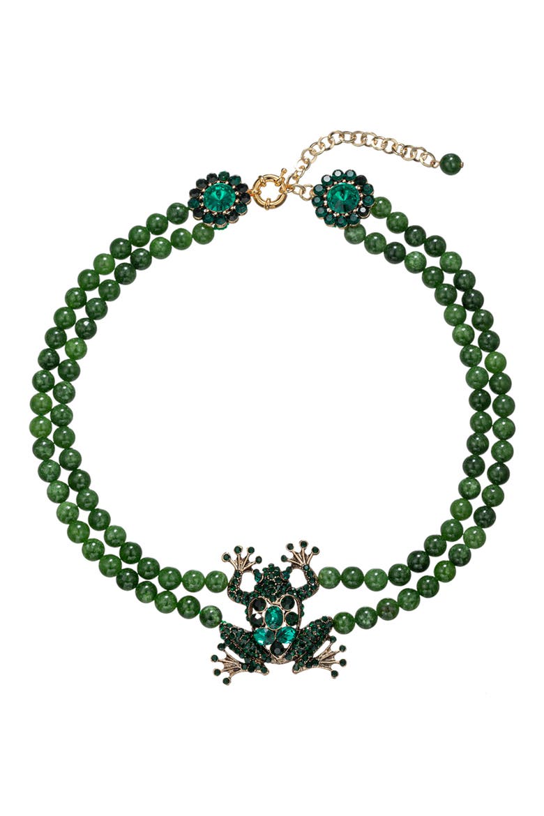 Lena Frog Pendant Necklace, Main, color, GREEN