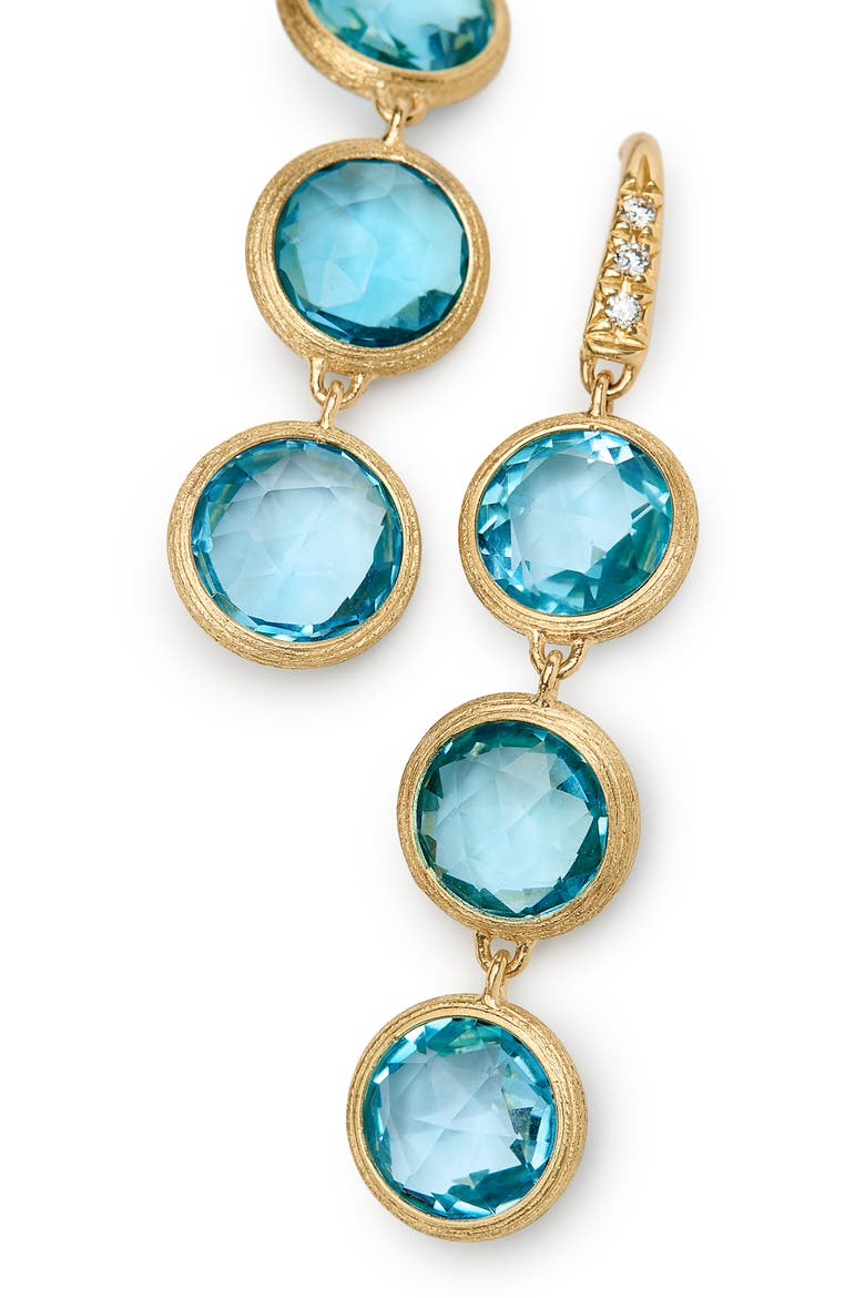 Jaipur 18k Gold Blue Topaz Three-Stone Drop Earrings, Alternate, color, GOLD