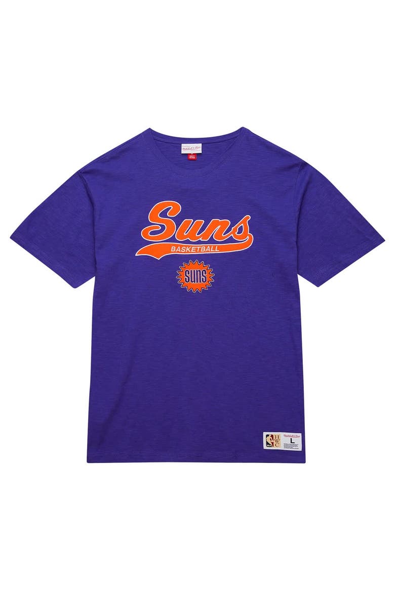 Men's Mitchell & Ness Purple Phoenix Suns Hardwood Classics Felt Applique Slub T-Shirt, Alternate, color, Purple
