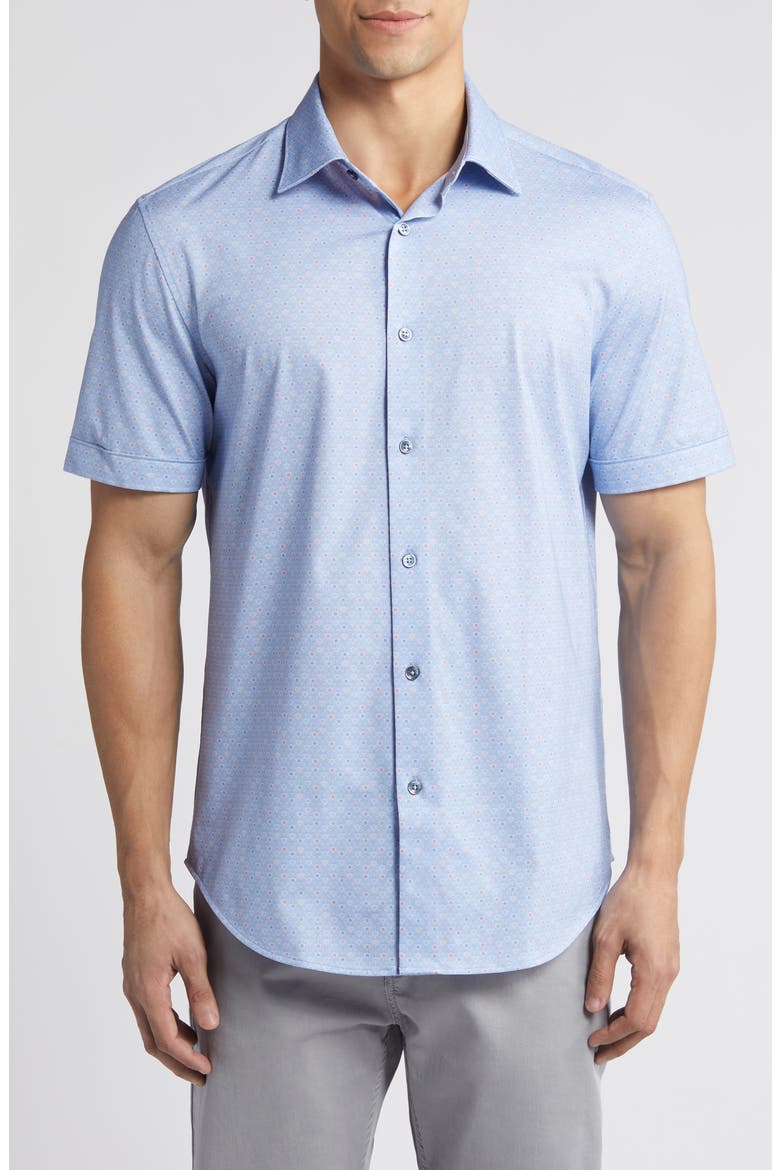 Miles OoohCotton® Short Sleeve Button-Up Shirt, Main, color, AIR BLUE