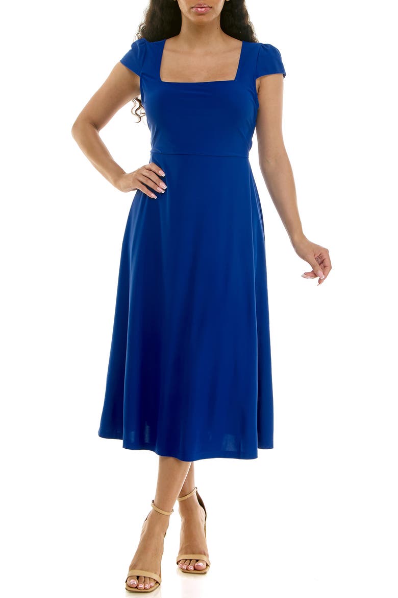 Cap Sleeve Fit & Flare Dress, Main, color, HIGH DIVE