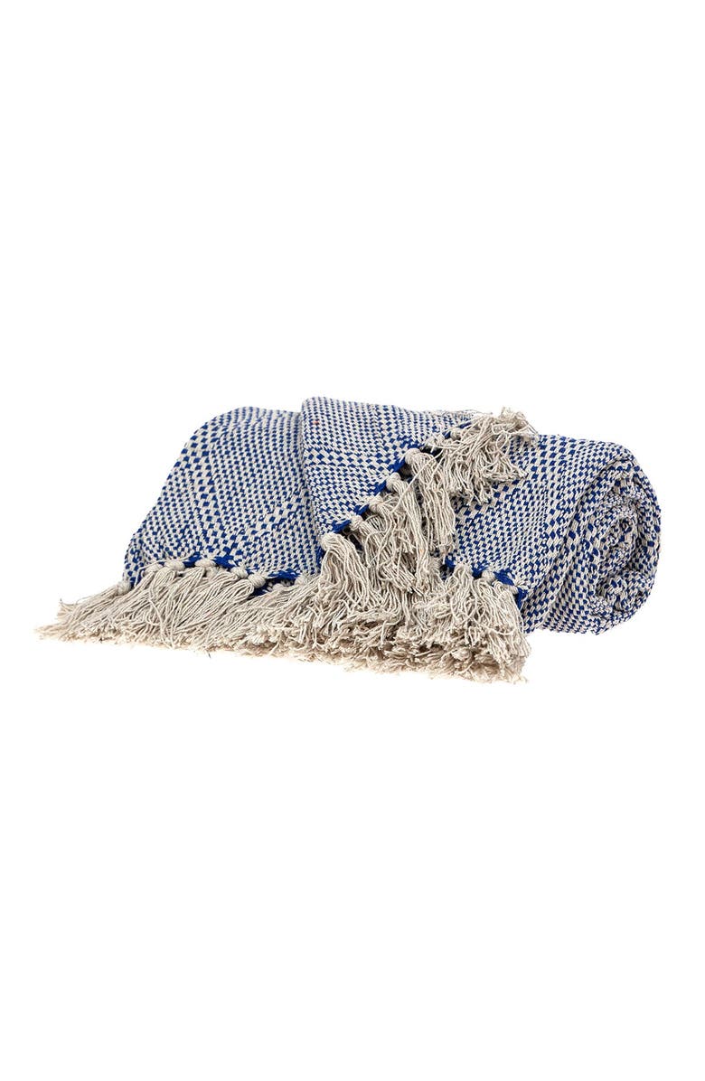 PARKLAND COLLECTION Kora Transitional Blue 52" x 67" Woven Handloom Throw, Alternate, color, Blue