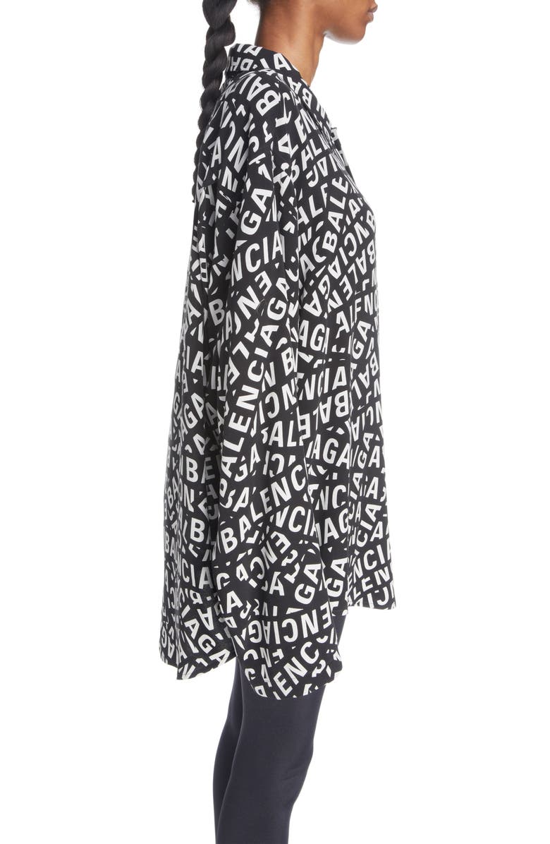 Balenciaga Logo Print Long Sleeve Button-Up Shirt, Alternate, color, 