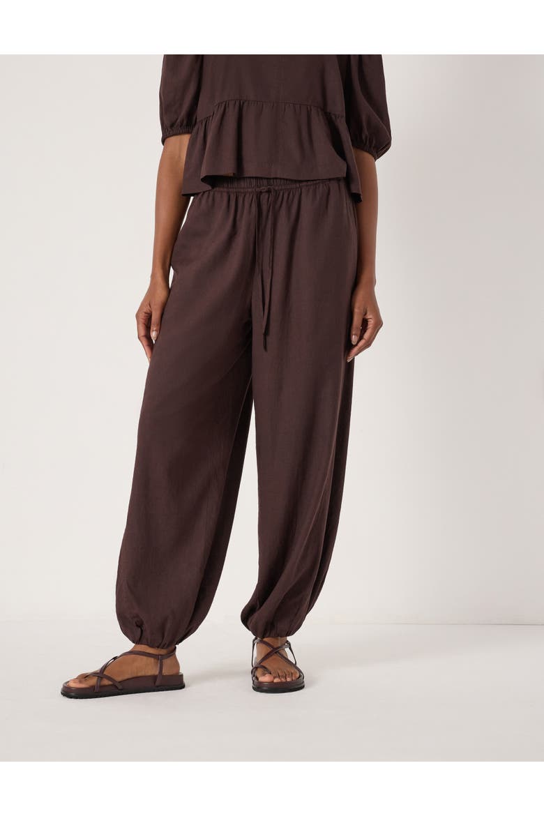 Tove Linen Balloon Beach Pants, Main, color, Dark Brown