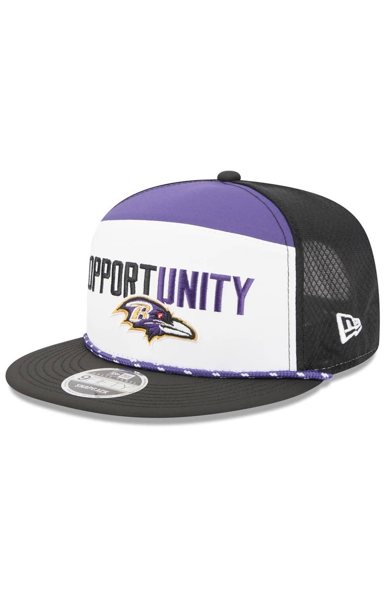 New Era Men's New Era White/Black Baltimore Ravens 2025 Inspire Change Split Panel 9FIFTY Snapback Hat, Alternate, color, White