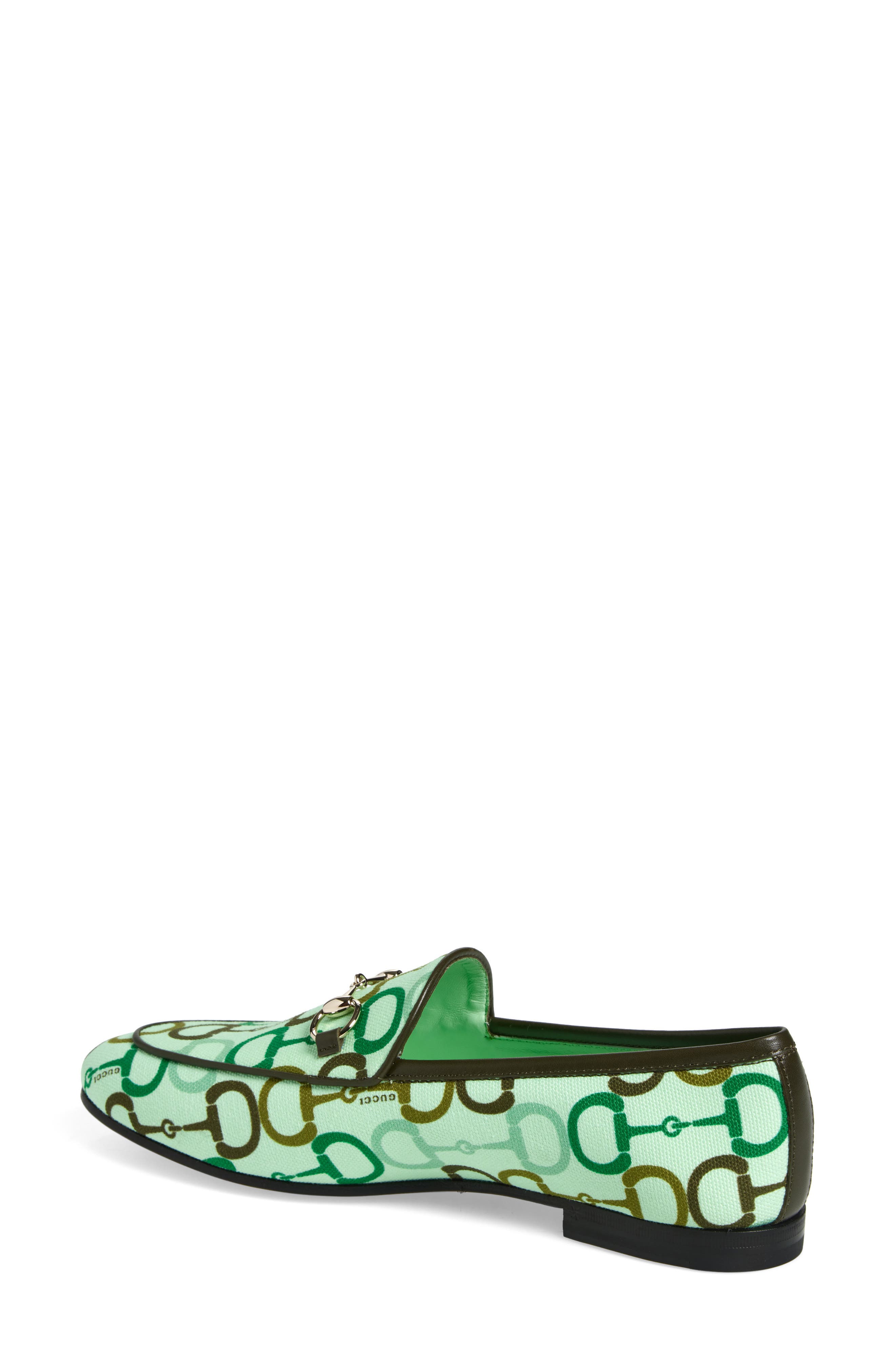 Gucci New Jordaan Bit Print Loafer, Alternate, color, Kelly Green
