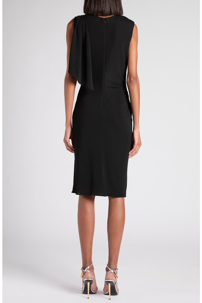Cutout Shoulder Crepe Jersey Cocktail Dress, Alternate, color, LB999 BLACK
