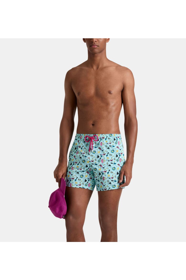 Stretch Short Swim Trunks, Alternate, color, Island Turquoise